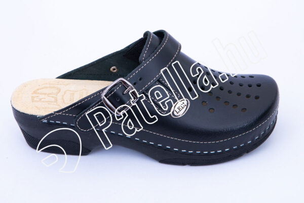 LEDI ANATOMIC KLUMPA NŐI FEKETE BŐR CSATOS HÁTRAHAJTHATÓ PÁNTTAL GUMIS LÁBFEJ BETÉTES